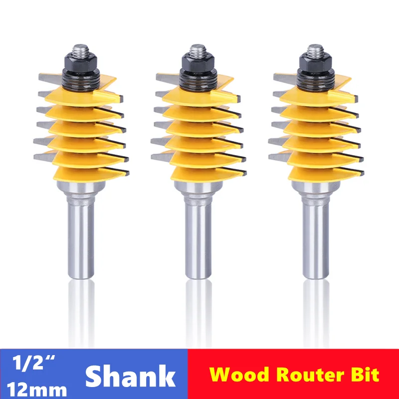 

1pcs 12mm （1/2）Shank Wood Router Bit 2 Teeth Adjustable Finger Joint Router Bit Tenon Cutter for Woodworking Tool