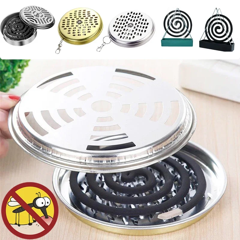 Mosquito Coils Holder Stainless Steel Mosquito Coil Box Round Mosquito Coil Rack Tray Easy To Clean Anti-Mosquito Supplies