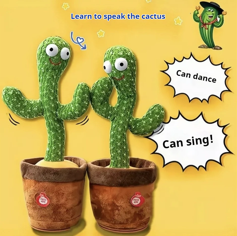 Can dance, sing, learn to speak, funny cactus home decor, intelligent, cute, interactive learning, music, children's toys