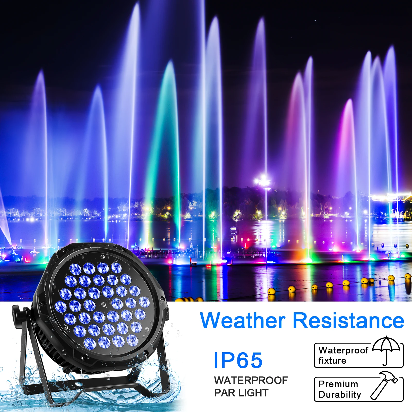 4PCS Stage Par Light IP65 Waterproof RGB 3-IN-1 LED Lighting Stage Lighting Effect Projector for DJ Disco Party Bar Club Wedding