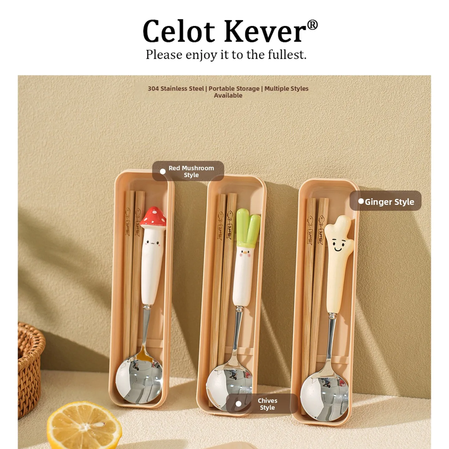 

Портативный детский набор столовой посуды Celot Kever Chopstis и набор ложек для индивидуального школьного использования, коробка из нержавеющей стали