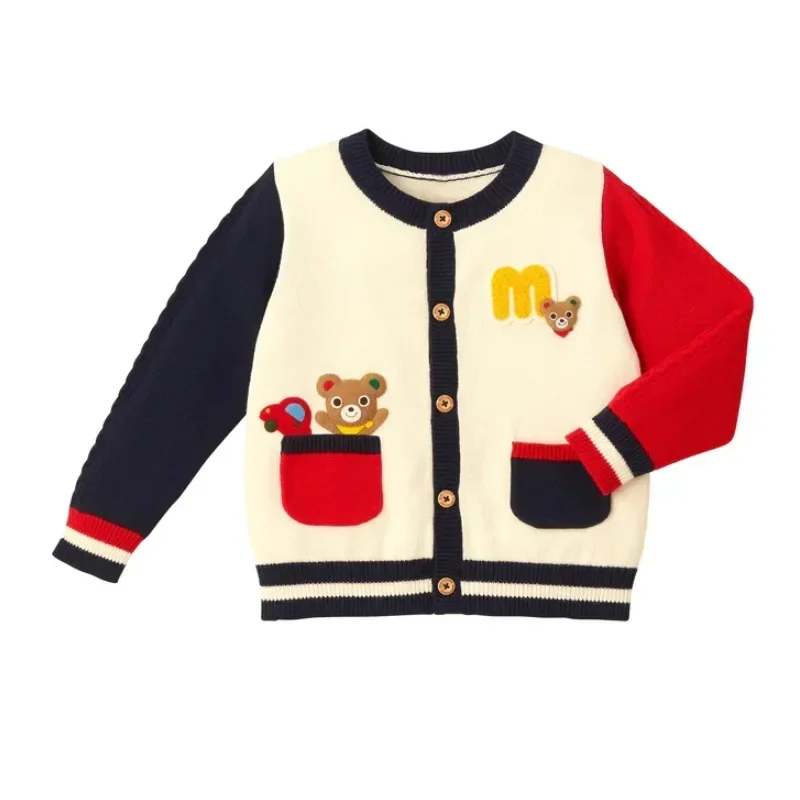 

Boy Sweater Winter Japanese Style Kids Cartoon Good Friend Bear Bunny Embroidered Jacket Knit Sweater Baby Girl Cute Top