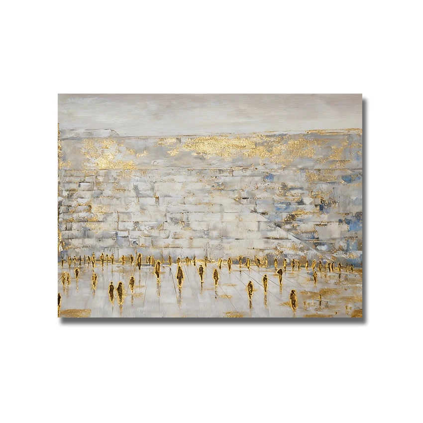 Original Jewish Textured Canvas Wall Oil Painting Art, Unframed Jerusalem Hand-painted Artwork, New Design Wall Canvas Picture