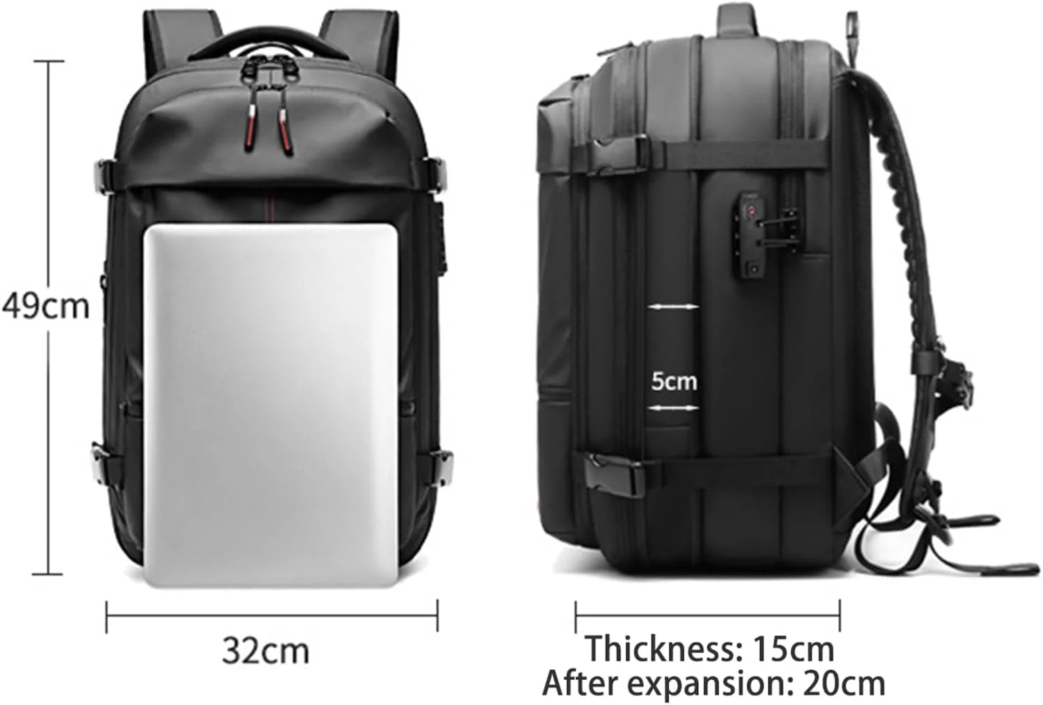 60L Airback Expandable Backpack with Air Pump Vacuum Compression Airbag Backpack Men Women Carry-on Business BackPack School Bag