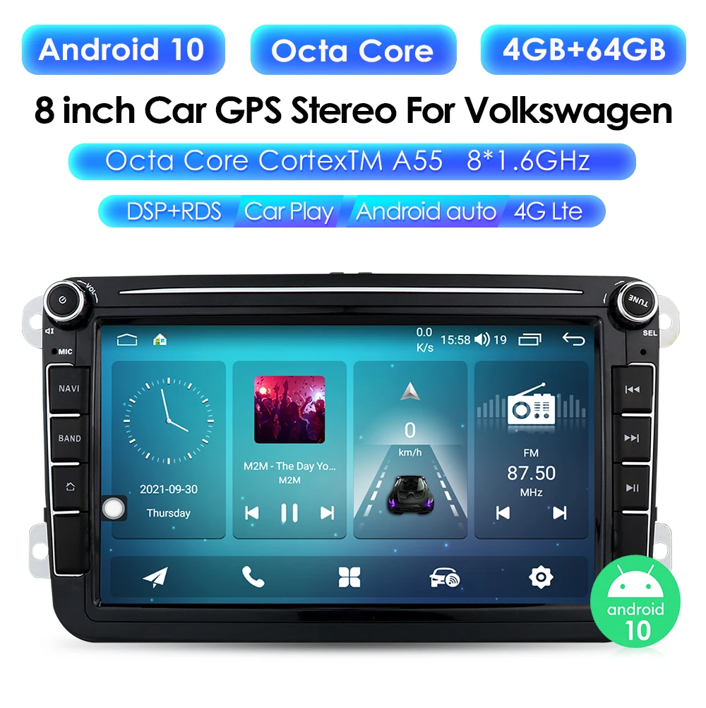 Android 10 8inch 2din Car DVD Radio for VW POLO GOLF 5 6 POLO PASSAT B6 CC JETTA TIGUAN TOURAN EOS SHARAN SCIROCCO CADDY GPS Nav