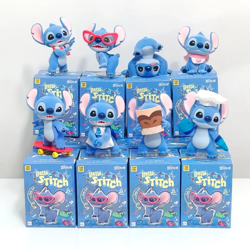 Caja ciega Original en Stock de la serie Hello Stitch, figuras Kawaii, adorno de caja misteriosa, regalo de cumpleaños para niñas y niños