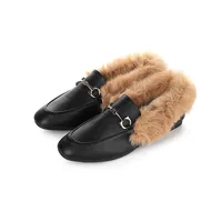 Retro Loafers 2024 Fashion Women's Shoes Autumn and Winter Women Velvet Warm Flat-bottomed Rabbit Fur Leather Shoes - Image 6