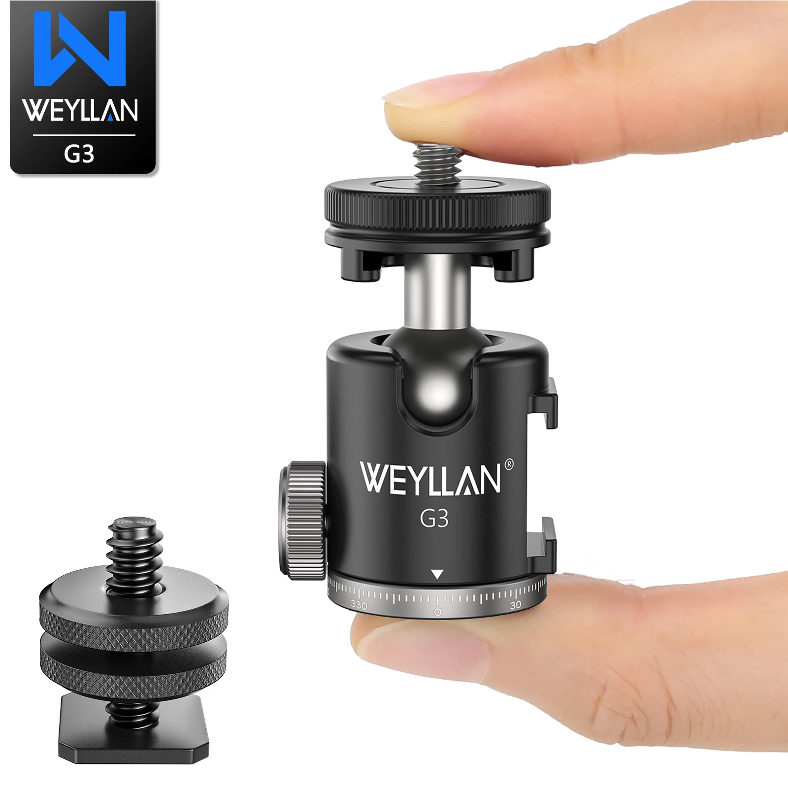 

WEYLLAN Camera Mini Ball Head 360 Swivel Head Tripod Ball Head Phone Stand Smaling Monopod Mount Adapter for DSLR Camera Tripod