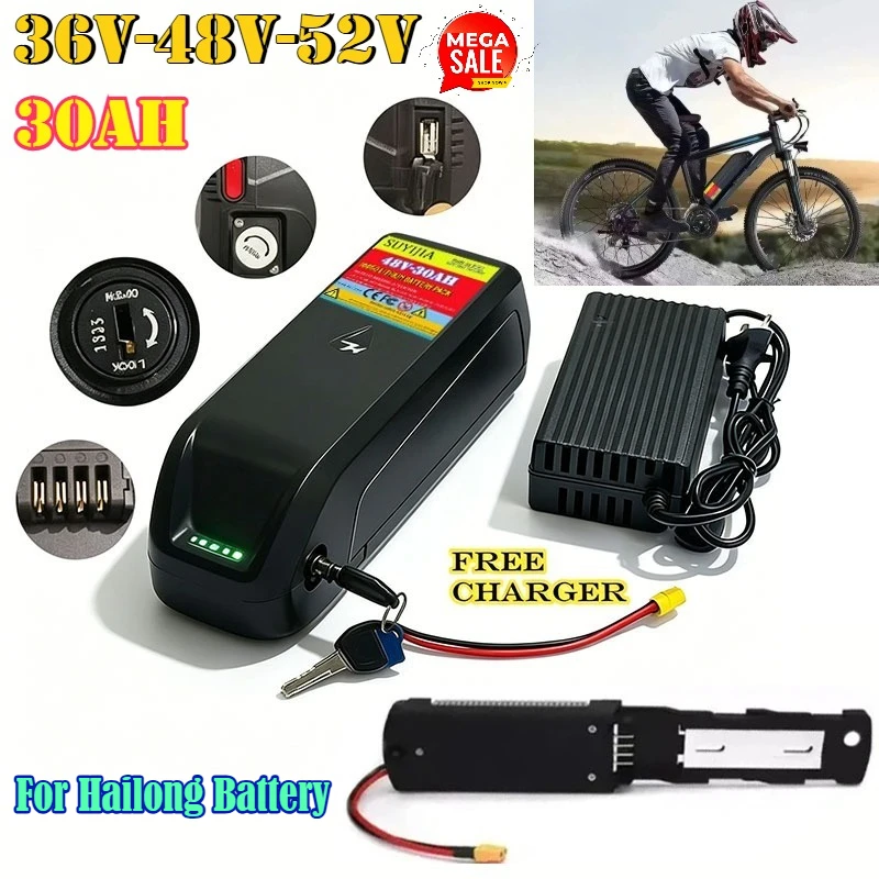 

High Power 18650 High Capacity Lithium Battery 36V 48V 52V 20Ah 30Ah for Hailong Bafang BBS02 BBS03 BBSHD Motor Hailong Battery