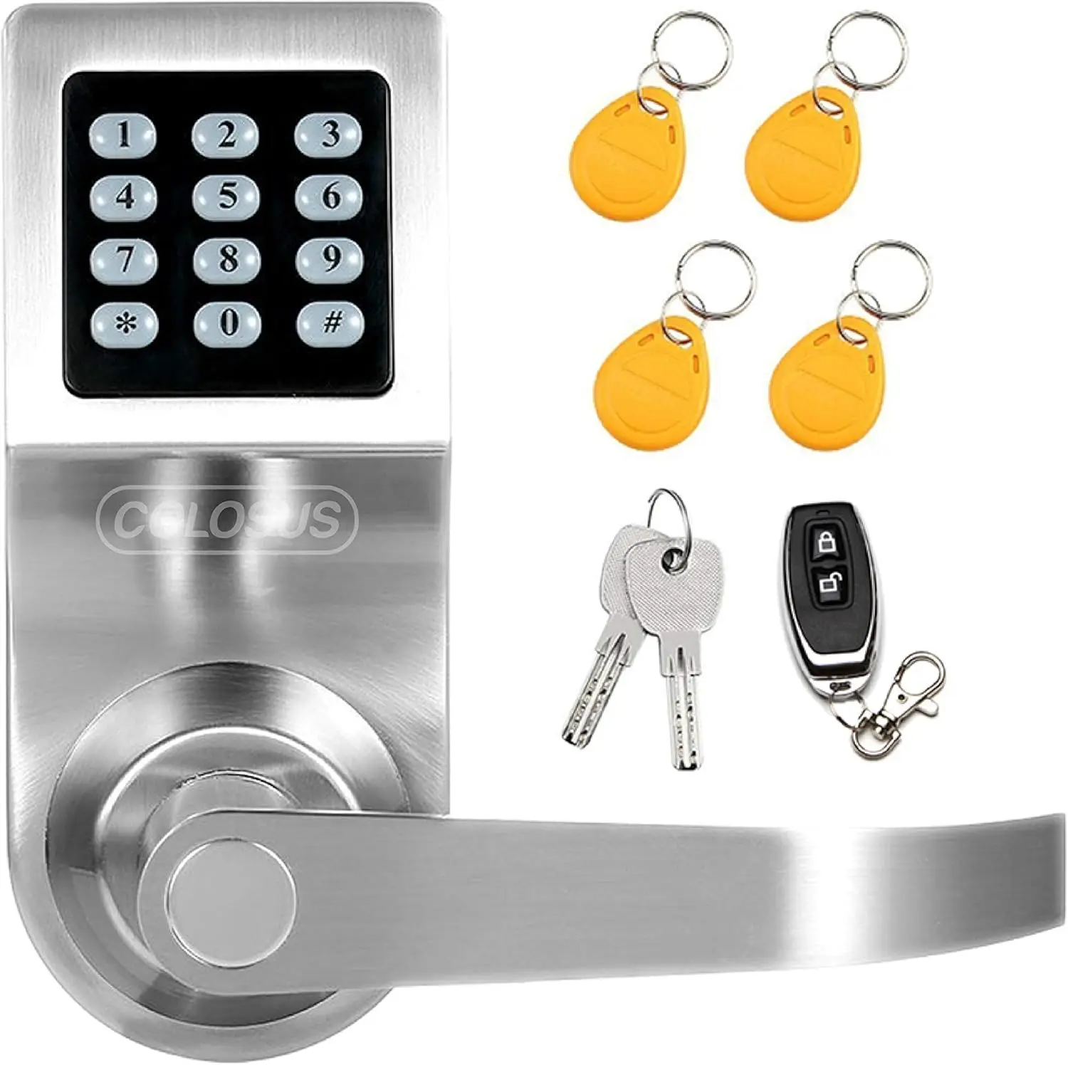 Colosus NDL302 Keyless Electronic Digital Smart Door Lock, Keypad. Smartcode Security, Grant & Control Access(Silver,4 Key Fobs)