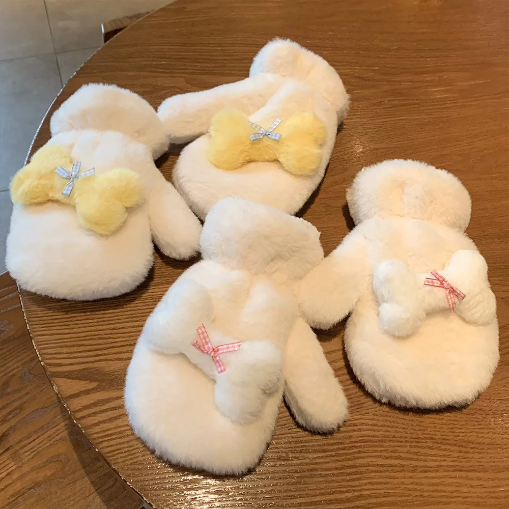 

1 Pairs Women's Mittens Winter Plush Thickened Warm Cycling Students High-quality Japanese Bow Kawaii Sweet Cute Gloves For Girl
