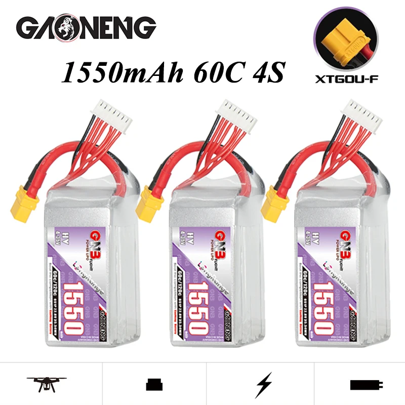 GNB 6S 22.8V 1550mAh 60C/120C Lipo Battery for RC FPV Drone Quadcopter Helicopter Aircraft Parts 22.8V Rechargeable Battery