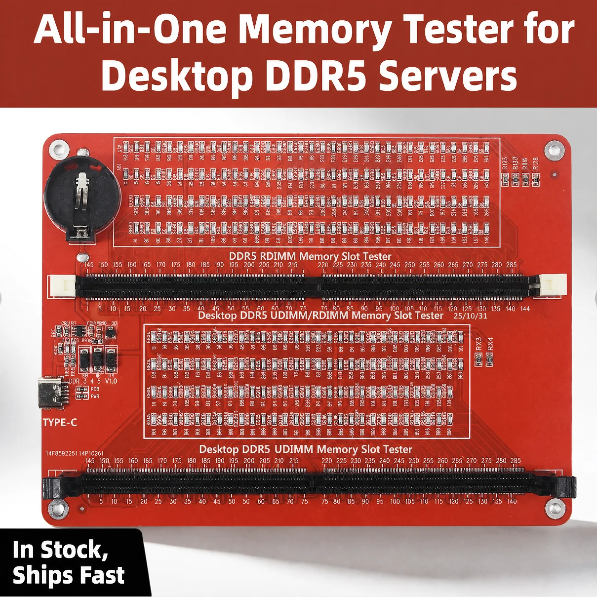Desktop DDR5 Memory Tester Support UDIMM RDIMM Server RAM Testing Tool With LED Light Computer Memory Fault Detector Test PCB De
