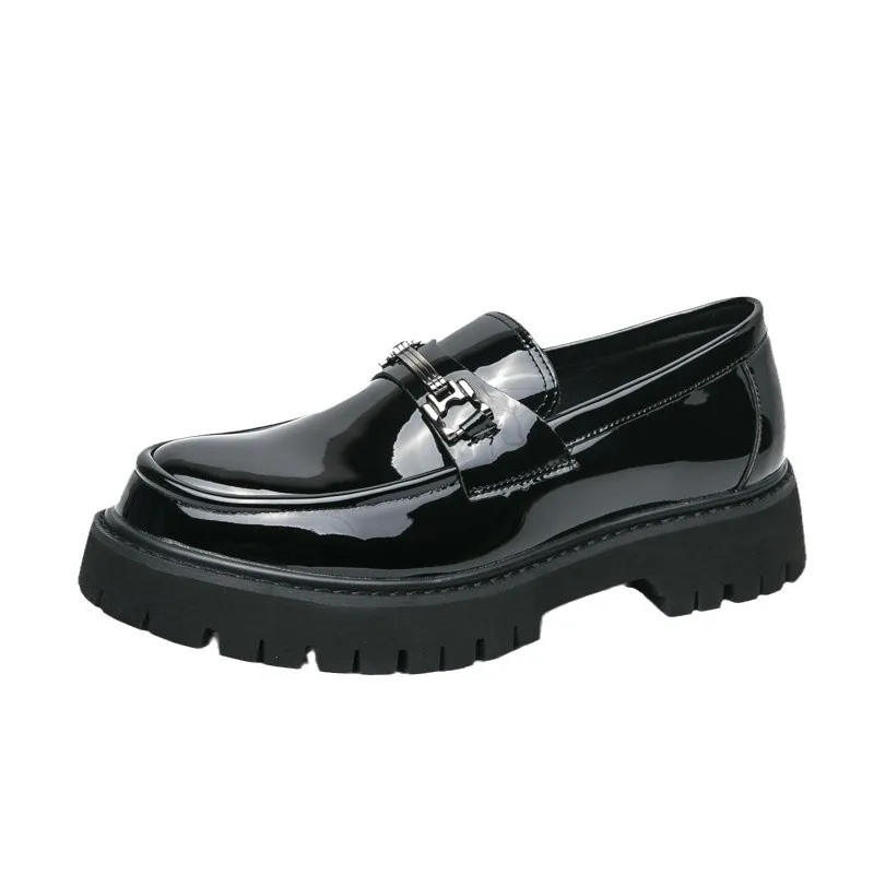2026 Spring Men British Slip On Loafers Thick Cushion Platform Sole Trend Youth Casual Driving Moccasin Leather Shoes