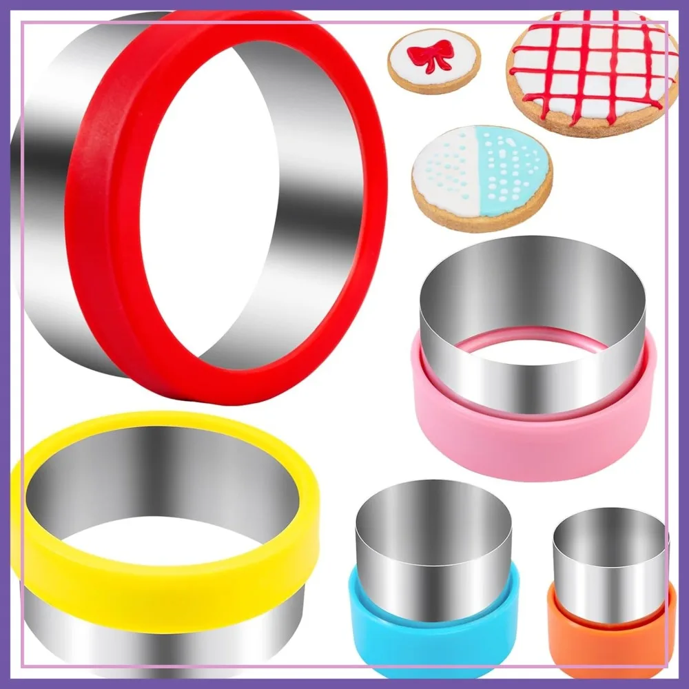 

5 Pcs Round Circle Cookie Cutter Set, Stainless Steel Biscuit Cutters, 5 Different Sizes for Baking Donut Muffin Scones