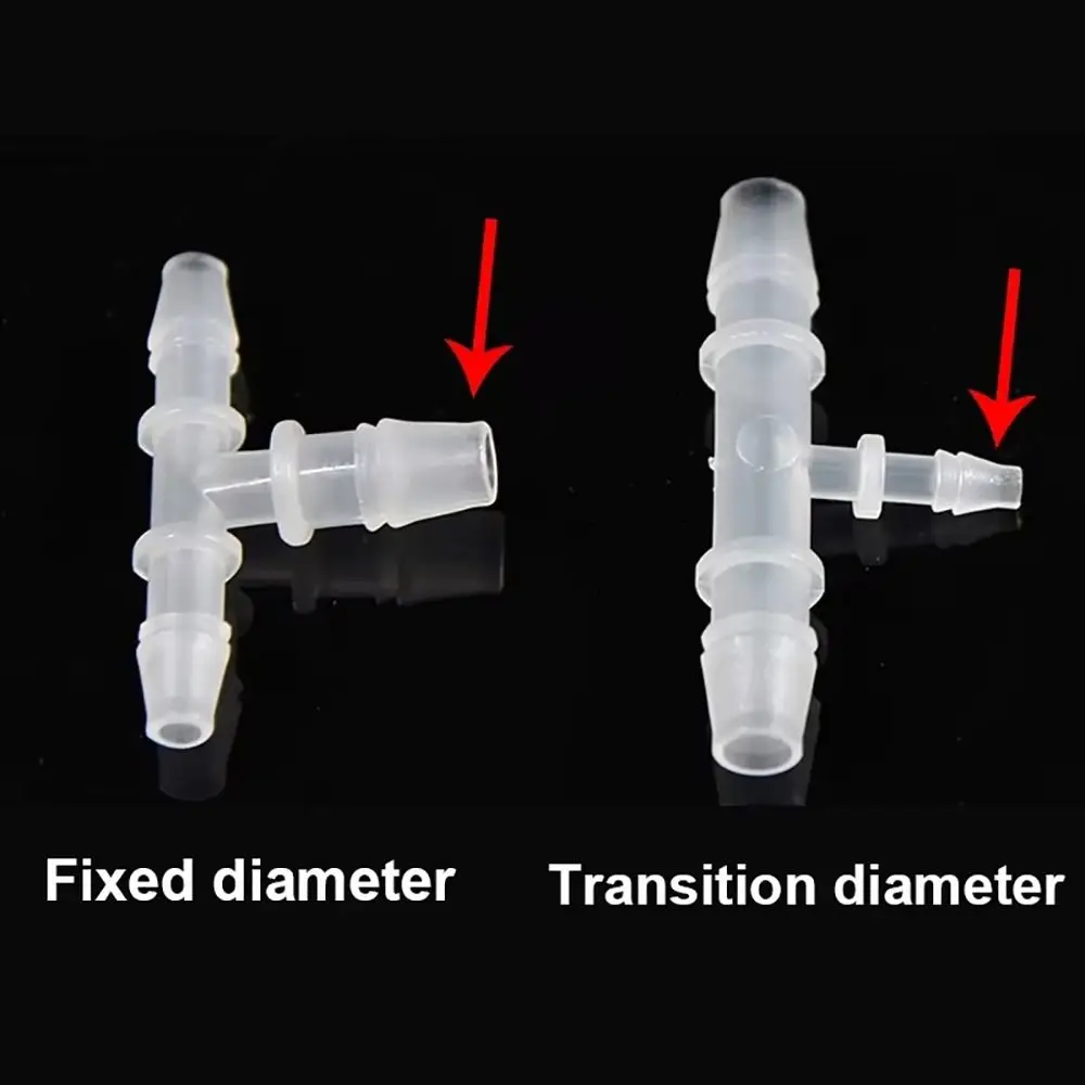 10Pcs 1.6-15.8mm T-Type Tee Connector Plastic PP PE 3 Way Connector Equal Diameter Soft Hose Fittings