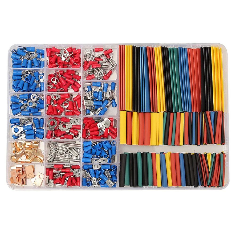 

678Pcs Assorted Wire Terminal Connectors Kit Insulated Electrical Shrinkable Tubes for Vehicles Workshops Home Projects
