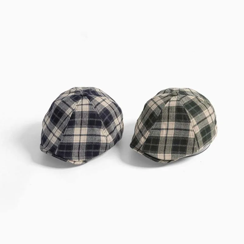 

New Arrival Children's Retro Plaid Forward Hat Spring British Style Street Painter's Hat Boys Girls K-pop Hip Hop Newsboy Cap