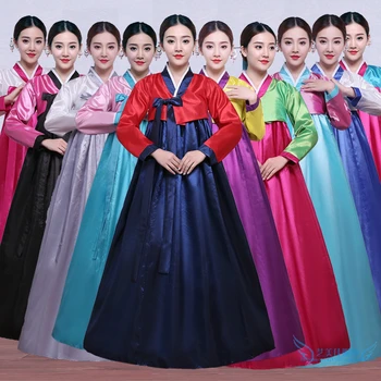 Hanbok Koreaanse Veelkleurige Traditionele Koreaanse Hanbok Jurk Vrouwelijke Koreaanse Folk Stage Dance Kostuum Korea Traditioneel Kostuum Mohamed