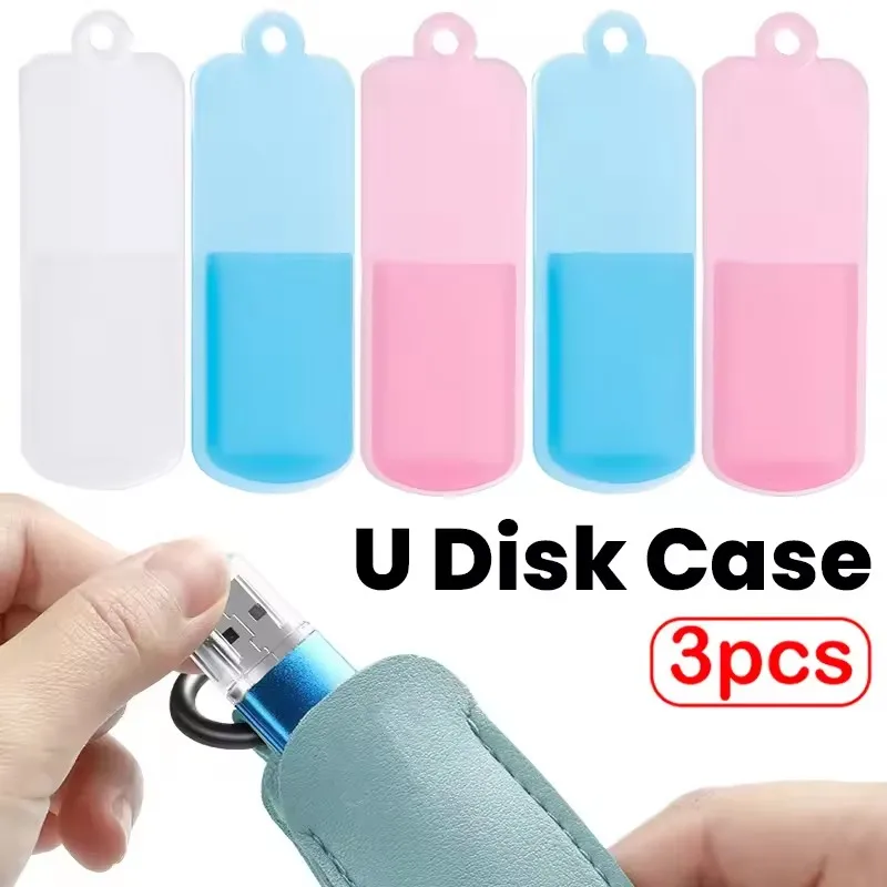 3pcs Silicone U Disk Storage Case Bag Portable USB Flash Drive Case Protective Cover for U Disk Flash Drive Protector with Rope