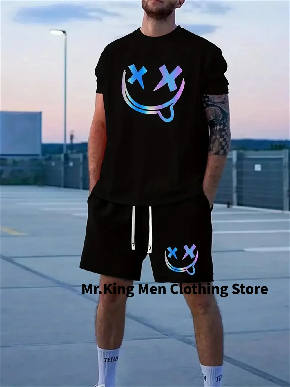 Fashion Men's Short Sleeve T Shirt Shorts Set 3D Printed Sportswear Casual Streetwear Two Piece Summer Oversized Men's Clothing