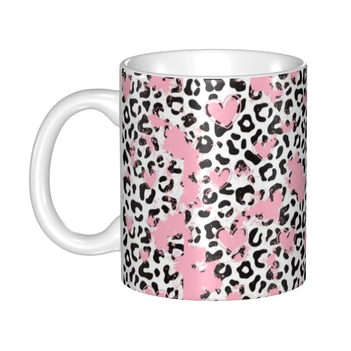 Personalized Leopard Print Black And Pink Coffee Mug DIY Ceramic Tea Milk Cups