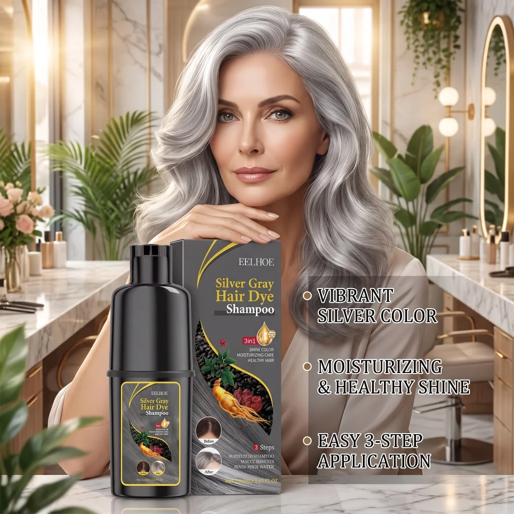 100ml Silbergraues Färbeshampoo Sanfte Kräuterformel Feuchtigkeitsspendend Reinigend Nährend für das Haar Ausgleichende Kopfhautöl Haarfärbepflege Shampoo