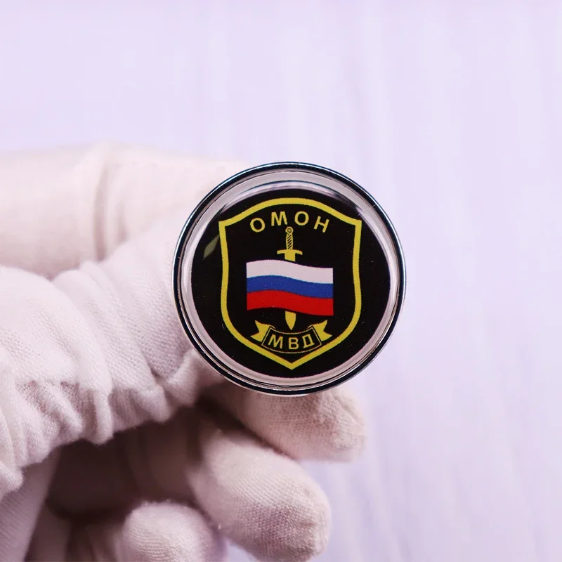 Russian Special Forces Detachment Omon Pin Sword Russia Flag Shield Badge