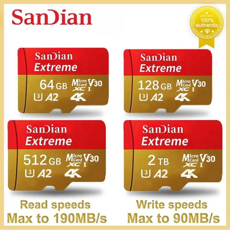 エクストリームmicro-sdカード,フラッシュメモリ,64GB, 256GB,a1,512GB,a2,c10,1テラバイト,2テラバイト,u3,v30 tfカード,スポーツカメラドローン