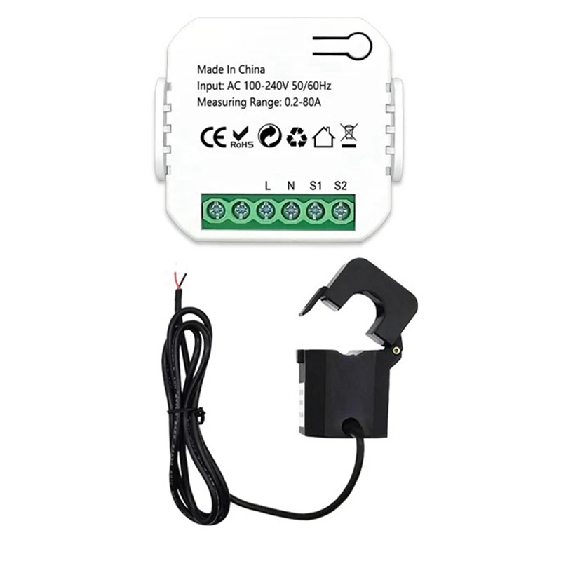 Tuya Smart Life Zigbee Energy Meter 80A With Current Transformer Clamp Kwh Power Monitor Electricity Statistics110v 240V