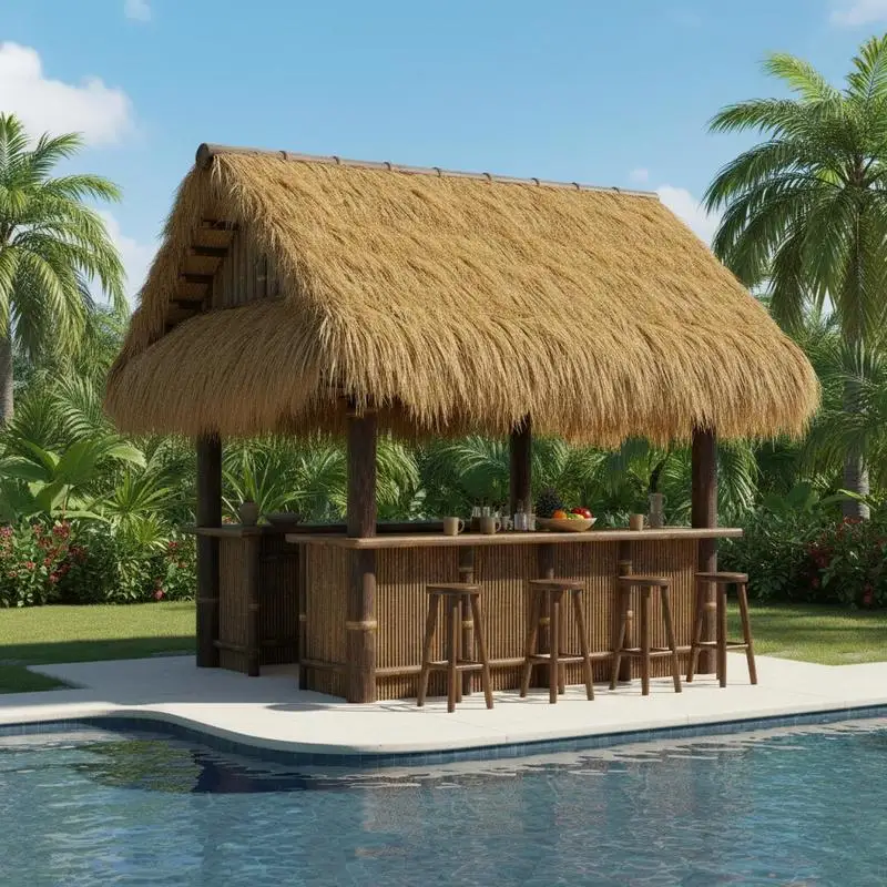 

Synthetic Straw Roof Covering 1.6 x 19.7 ft For Patio Pool Beach, Palapa Hut Decoration Tropical Hawaiian Party Themed Ornament Roll Plastic Material Multi-layer Design Realistic Texture Appearance