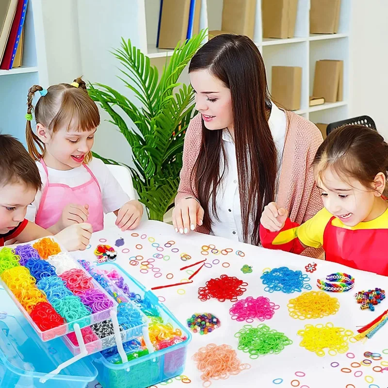 Conjunto de elásticos de borracha arco-íris, artesanato colorido, clássico, faça você mesmo, pulseira de tecido, suprimentos de natal, brinquedos infantis, presentes, novo 2024