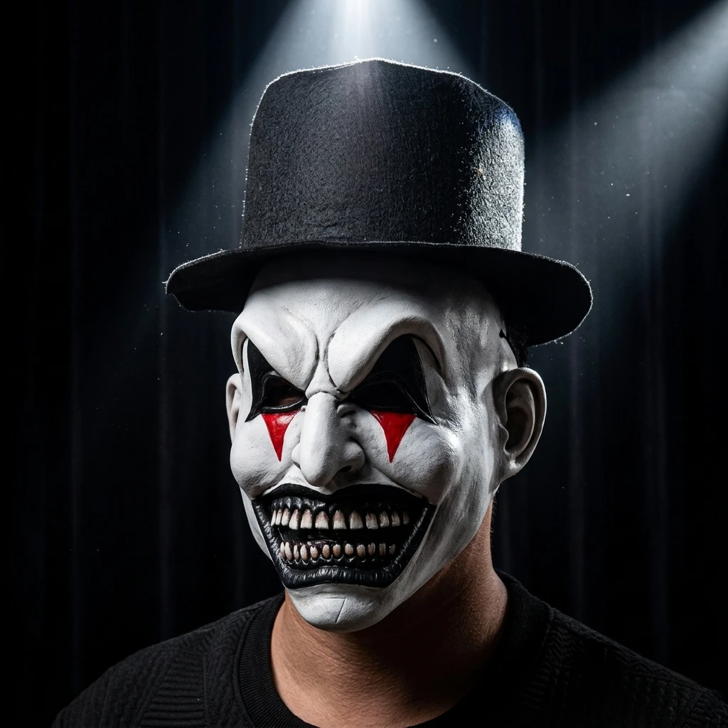 Halloween Horror Clown Mask With Hat Latex Horror Clown Mask Set With Top Hat For Horror Party Costume Use White Face Red Triangle Makeup Sharp Fang Teeth Decoration With Top Hat Included For Adults Halloween Costume Fans Hot Sale 2026 Halloween Wholesale