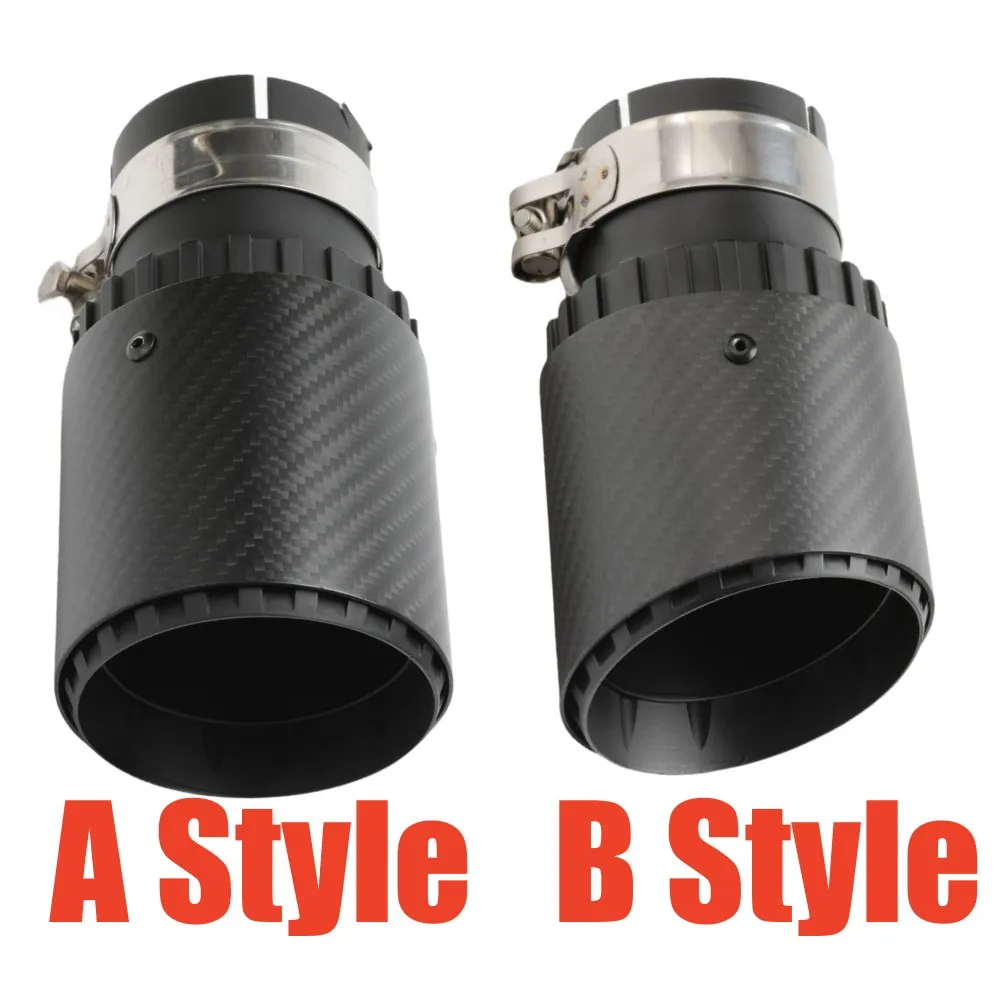 Exhaust Pipe Muffler Tail Throat Aluminum Alloy With Carbon Fiber Black 89/101 MM General Purpose Car Modification