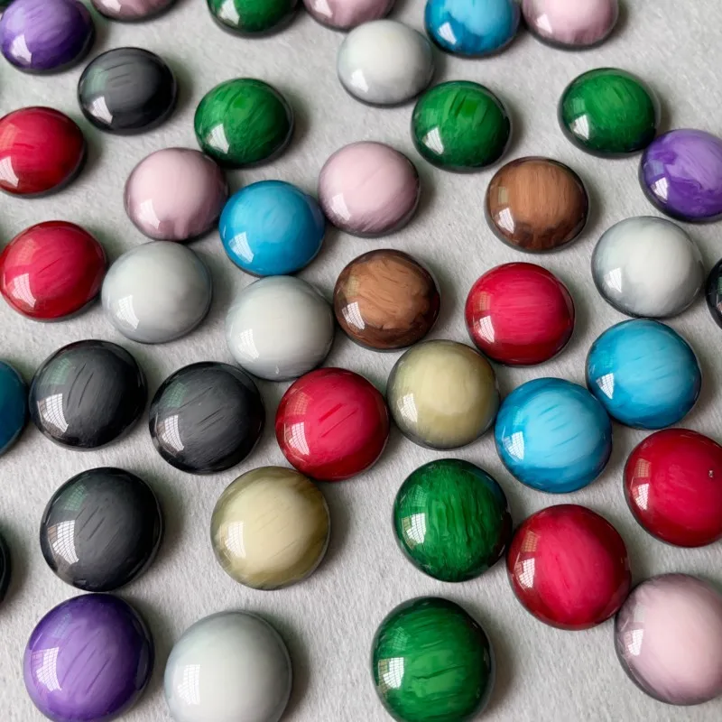 30pcs Round Halation Flat Back Resin Cabochons Acrylic Patch Diy Phone Case Hair Clip Jewelry Decoration Crafts Accessories