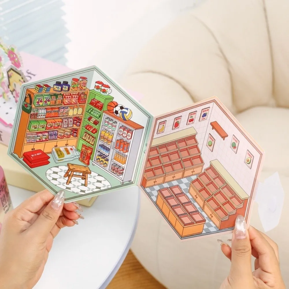 New Cute Style 3D Landscape Sticker PET Material Die Cut DIY Sticker Multiple Scene Collection Box Sticker Gift For Kid