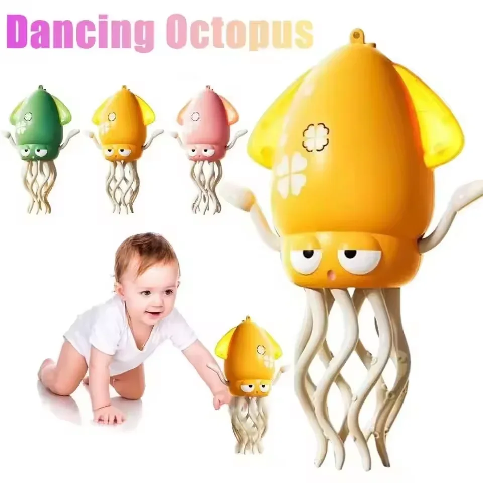 Polpo danzante Animale domestico elettronico con musica e luce Cartoon Polpo oscillante Sviluppo interattivo Giocattolo educativo in movimento Regalo per bambini