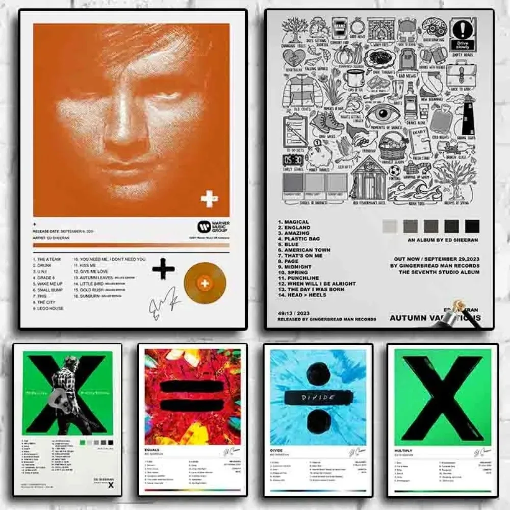 Hip Hop Rapper Ed Sheeran Album Poster Guitar Autumn Variations Concert Music Single Cover Canvas Print Wall Art Room Decor Gift