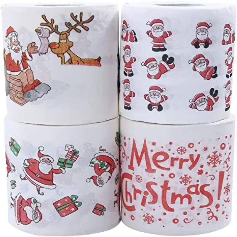 Christmas Pattern Series Roll Paper Christmas Decorations Prints Cute Toilet Paper Christmas Decorations For Home