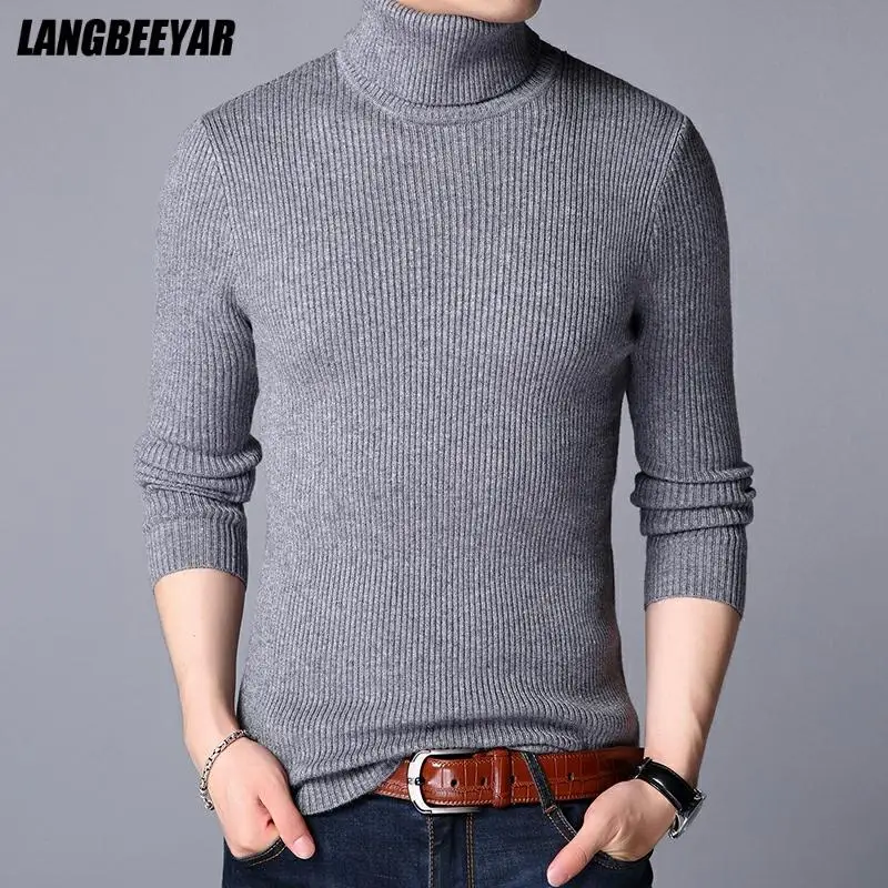 Top Quality Warm New Brand Knit Pullover Turtle Necks Sweater Winter Solid Color Simple Casual Men Jumper Fashion Clothing 2025