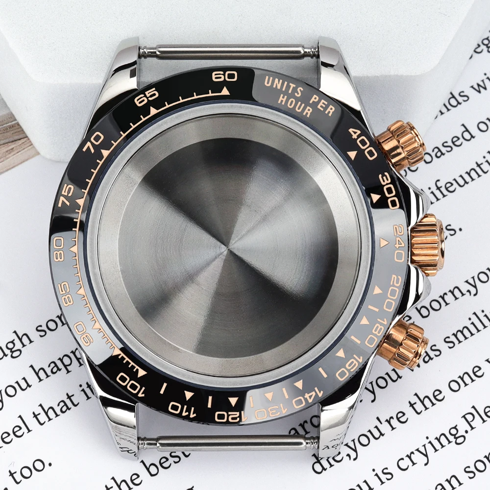 

VK63 Case 39MM Watch Case Sapphire Crystal Glass For Seiko VK63 Quartz Movements Daytona Stainless Steel Watch Replacement Parts