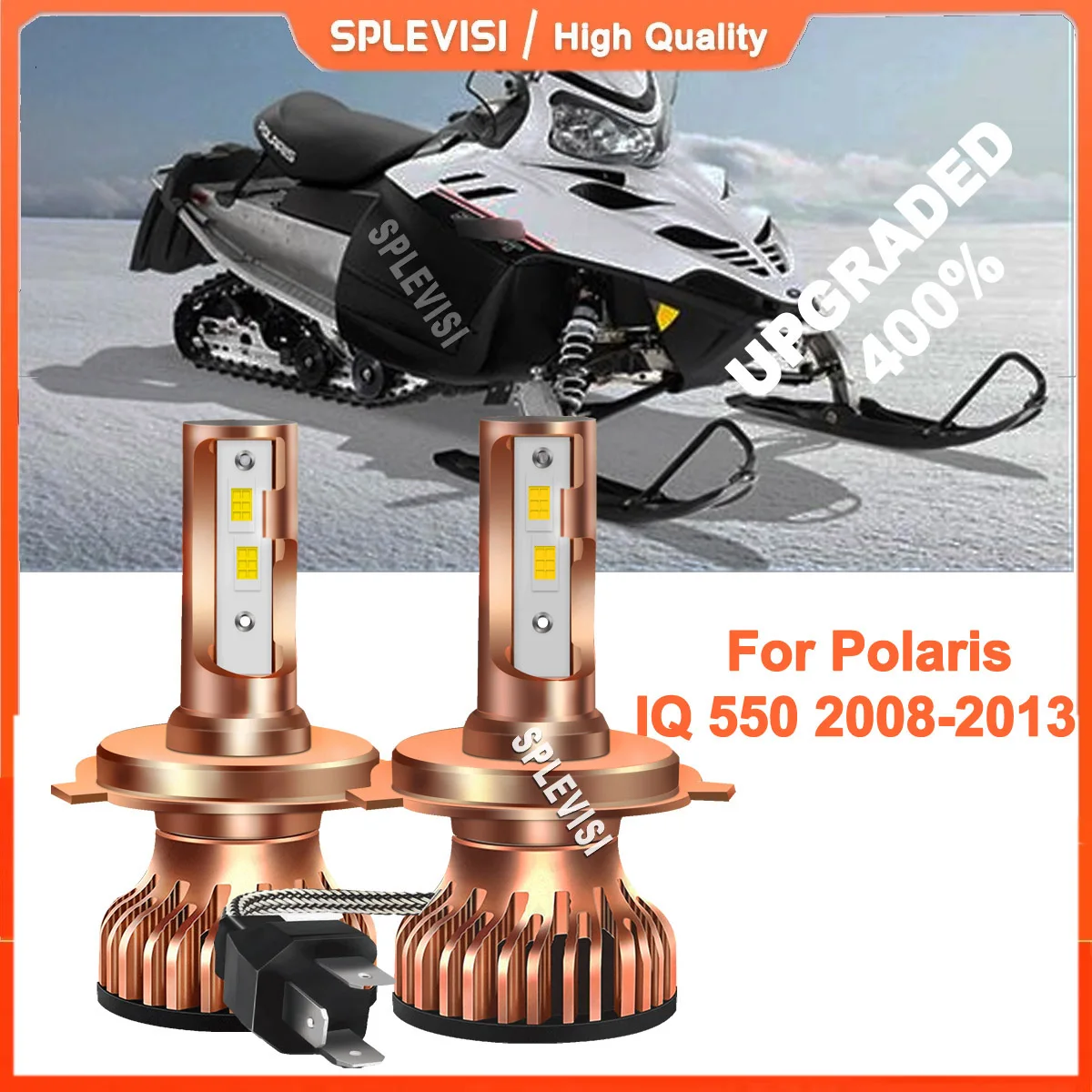 

2x h4 9003 led motorcycle headlights snowmobile Whtie 6000K For Polaris IQ 550 2008-2013 400 2005-2007 Indy 500 1997-2001