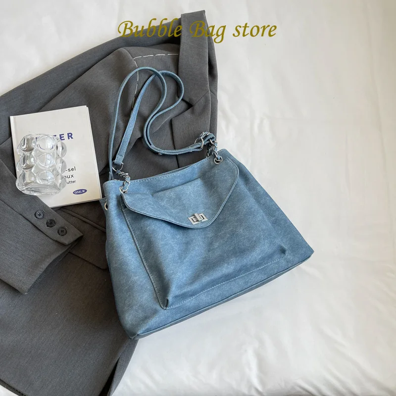 Simple Casual Commuting Large Capacity Bag Women's New Denim Tote Bag 2024 Versatile Niche Trendy Armpit Bag