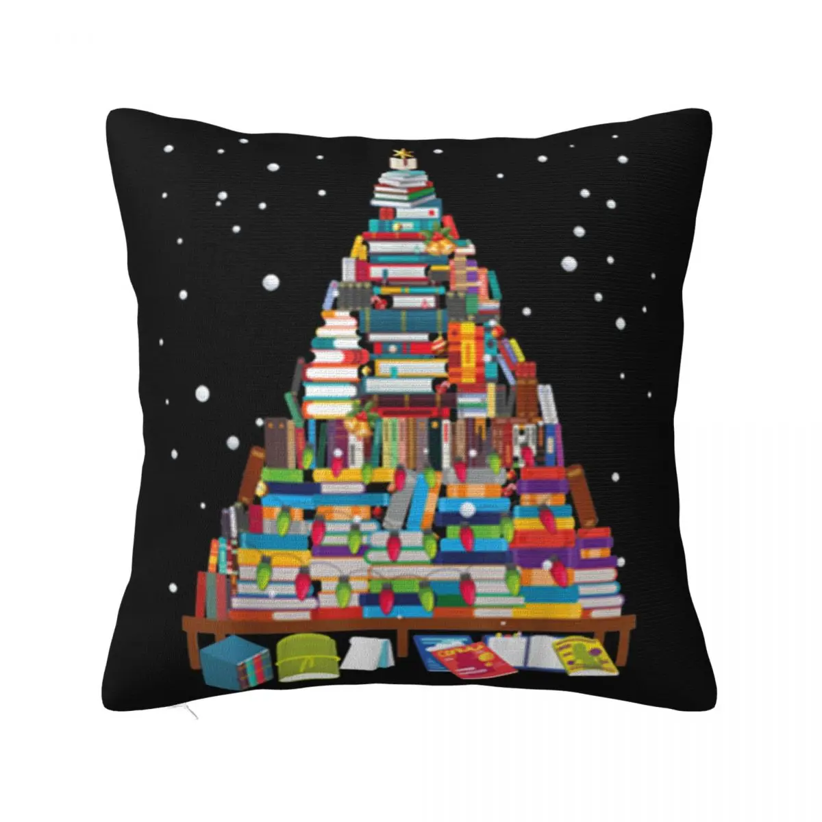 Beautiful Merry Christmas Library Tree Gift For Book Lover Librarian Surprise Pillow Case