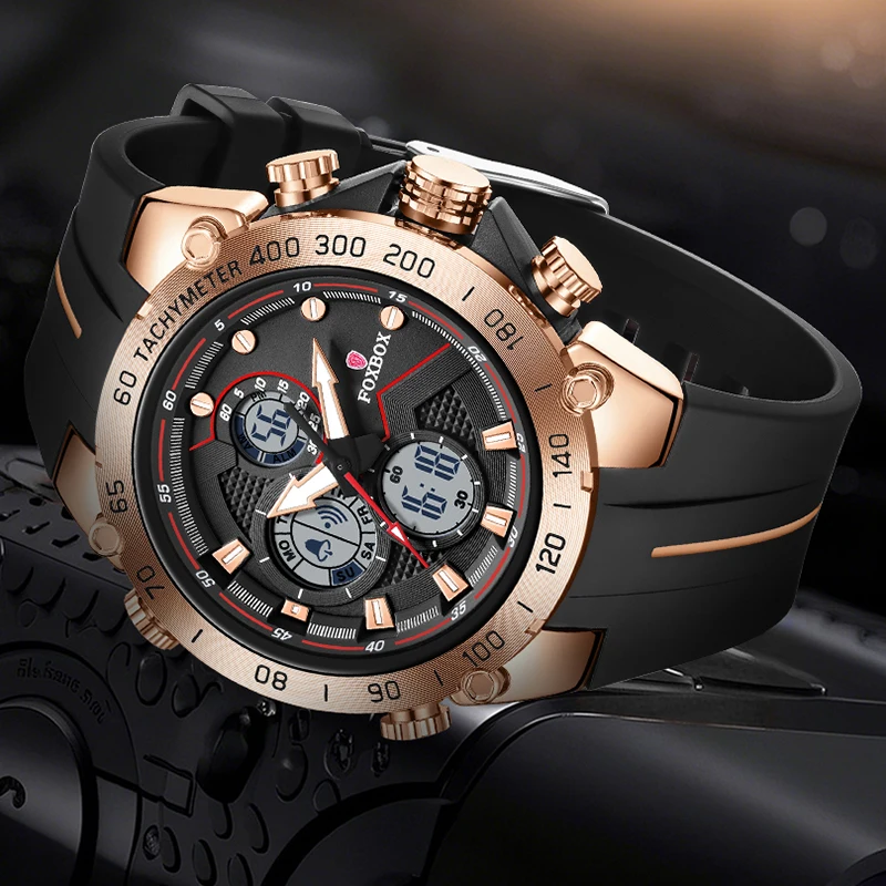 FOXBOX 2025 New Luxury Men‘s Watch LIGE Brand Fashion Digital Watches Men Waterproof Multifunctional Quartz Wristwatches Reloj