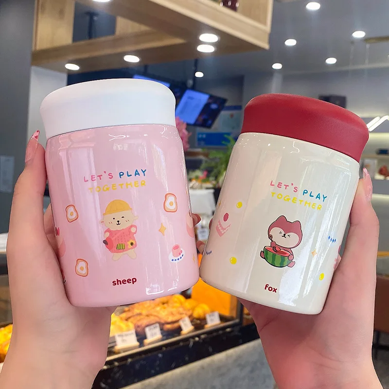 Cartoon Thermal Food Jar Small Portable Porridge Storage Food Jar For Holiday Birthday Gift DIN889