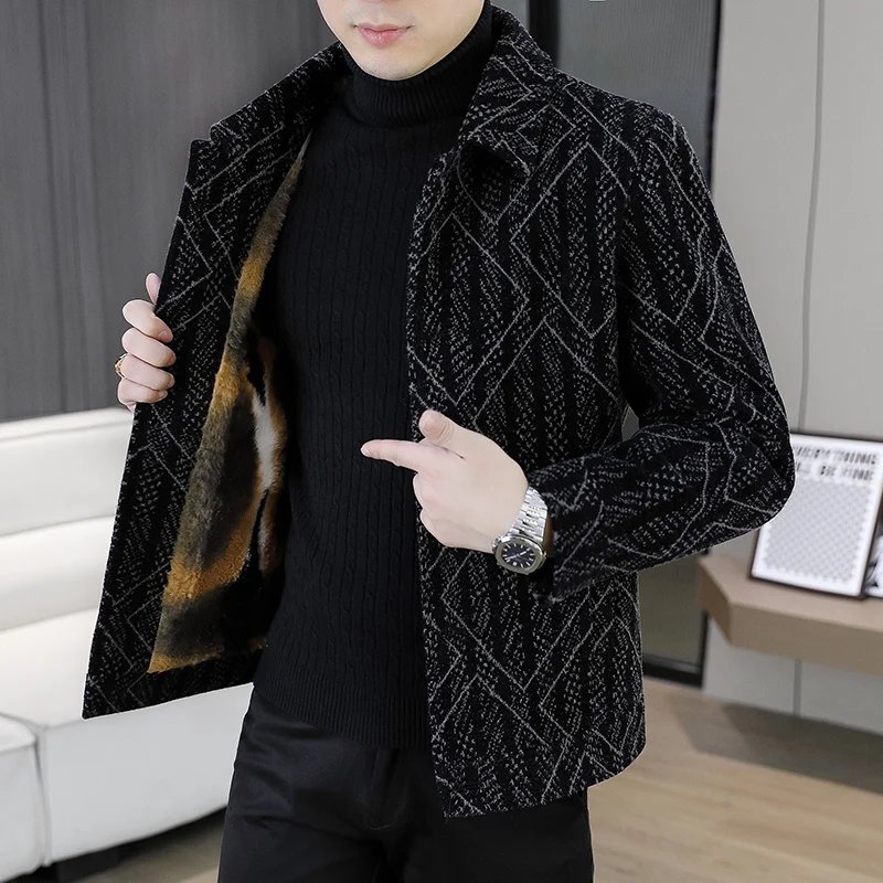 2024 herbst Winter männer Verdicken Plüsch Windjacke Parkas Streetwear Mid-Länge Warme Fleece Jacken Abnehmbare Pelz Kragen Mäntel