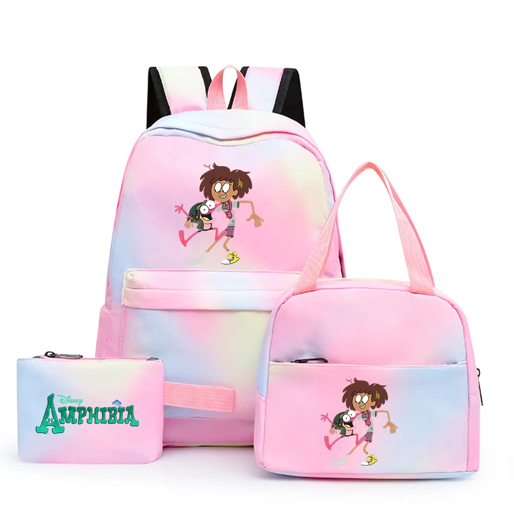 

3pcs Disney Amphibia Colorful Backpack with Lunch Bag Rucksack Casual School Bags for Boys Girls Student Sets