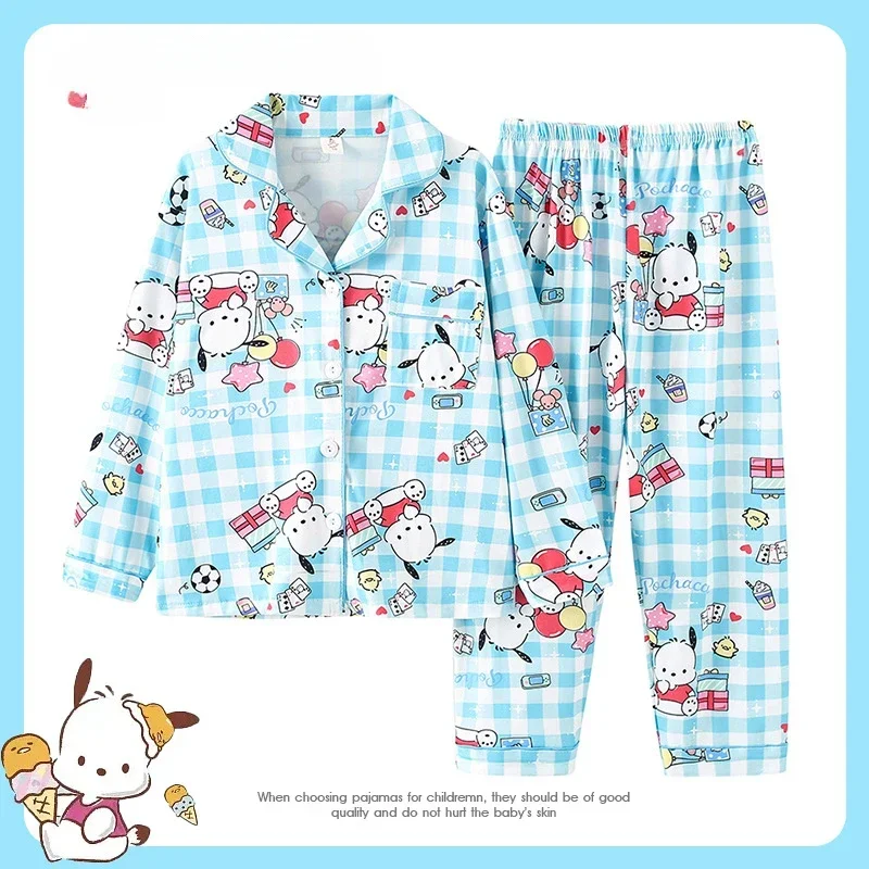 Sanrio Jade Zimt Hund Herbst reine Baumwolle neue Kinder lange Cartoon zweiteilige Set Damen Pyjamas Kinder Loungewear Set