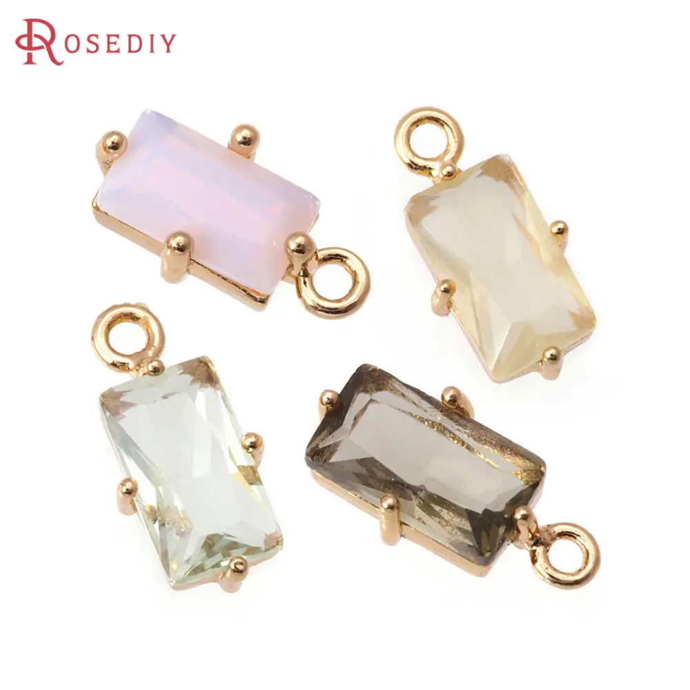 18K Gold Color Brass and Zircon Rectangle Shape Charms Pendants High Quality Jewelry Making Diy Accessories Materials image 6
